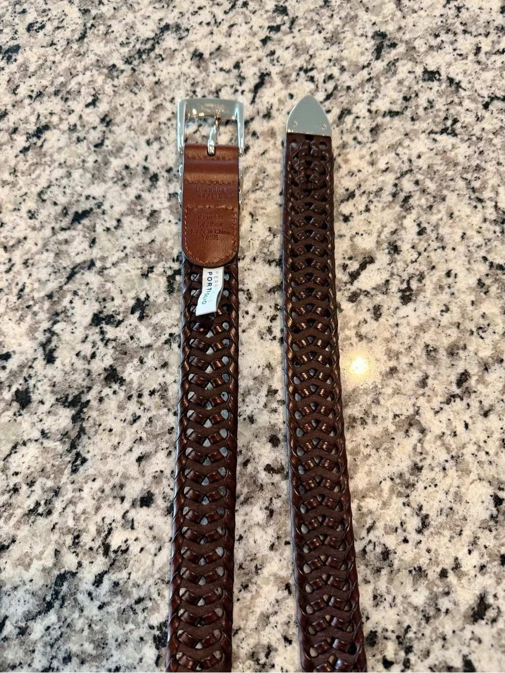Vintage Perry Ellis Portfolio Men's Belt Sz 44 Brown Woven Braided Leather NWOT